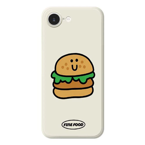 For iPhone 17e / 16e Case Hamburger Pattern Printing Straight Edge TPU Phone Back Cover - Beige - 1