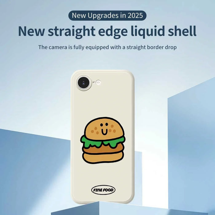For iPhone 17e / 16e Case Hamburger Pattern Printing Straight Edge TPU Phone Back Cover - Beige - 2