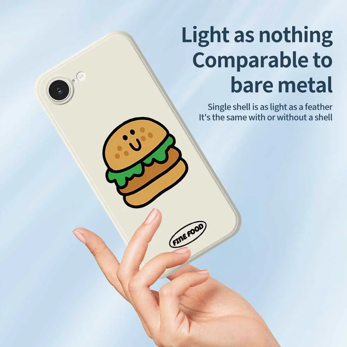 For iPhone 17e / 16e Case Hamburger Pattern Printing Straight Edge TPU Phone Back Cover - Beige - 3
