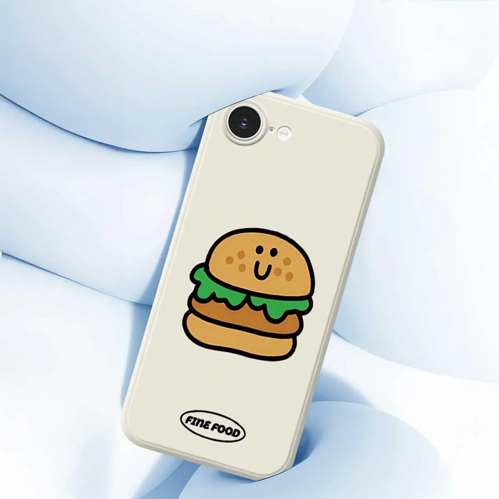 For iPhone 17e / 16e Case Hamburger Pattern Printing Straight Edge TPU Phone Back Cover - Beige - 4