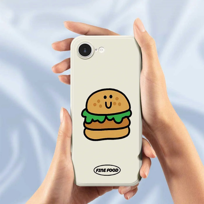 For iPhone 17e / 16e Case Hamburger Pattern Printing Straight Edge TPU Phone Back Cover - Beige - 5