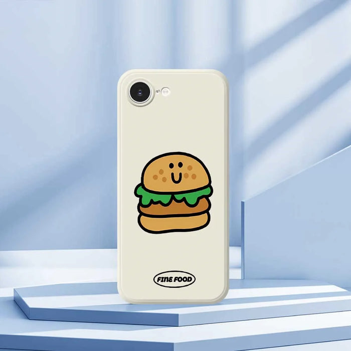 For iPhone 17e / 16e Case Hamburger Pattern Printing Straight Edge TPU Phone Back Cover - Beige - 6