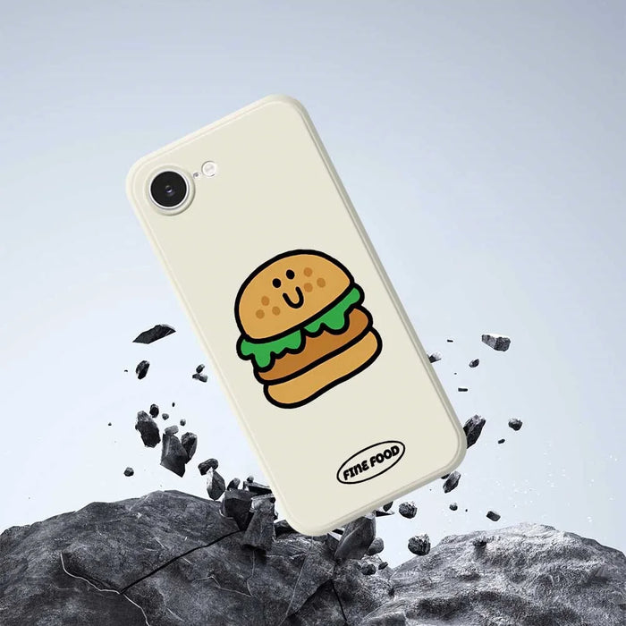 For iPhone 17e / 16e Case Hamburger Pattern Printing Straight Edge TPU Phone Back Cover - Beige - 7