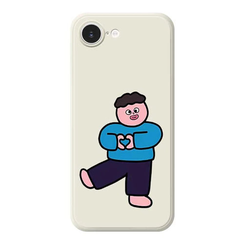 For iPhone 17e / 16e Case Love Boy Pattern Printing Straight Edge TPU Phone Back Cover - Beige - 1
