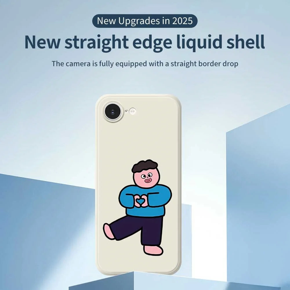 For iPhone 17e / 16e Case Love Boy Pattern Printing Straight Edge TPU Phone Back Cover - Beige - 2