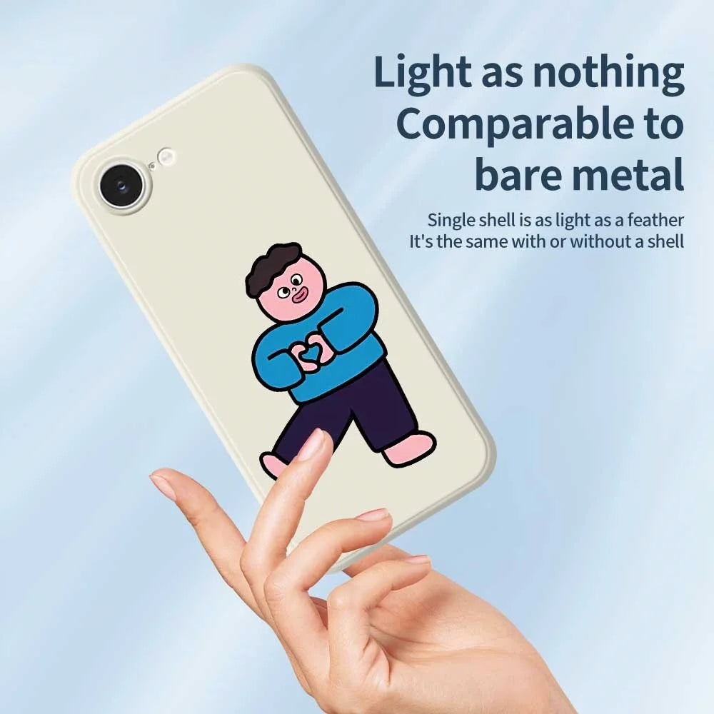 For iPhone 17e / 16e Case Love Boy Pattern Printing Straight Edge TPU Phone Back Cover - Beige - 3
