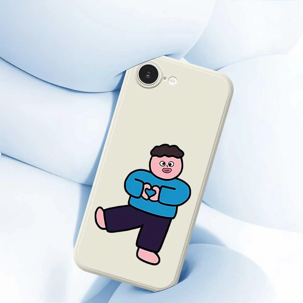 For iPhone 17e / 16e Case Love Boy Pattern Printing Straight Edge TPU Phone Back Cover - Beige - 4