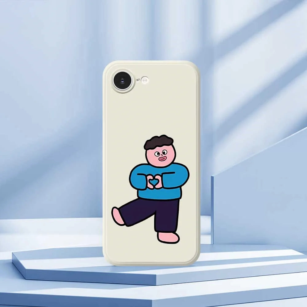 For iPhone 17e / 16e Case Love Boy Pattern Printing Straight Edge TPU Phone Back Cover - Beige - 5