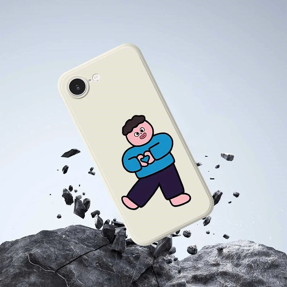 For iPhone 17e / 16e Case Love Boy Pattern Printing Straight Edge TPU Phone Back Cover - Beige - 6