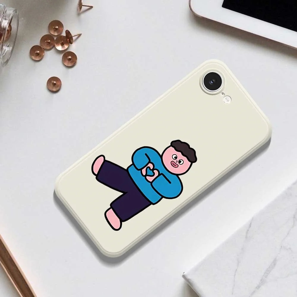 For iPhone 17e / 16e Case Love Boy Pattern Printing Straight Edge TPU Phone Back Cover - Beige - 7