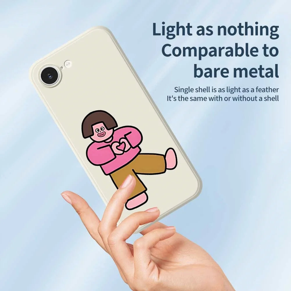 For iPhone 17e / 16e Case Love Girl Pattern Printing Straight Edge TPU Phone Back Cover - Beige - 3