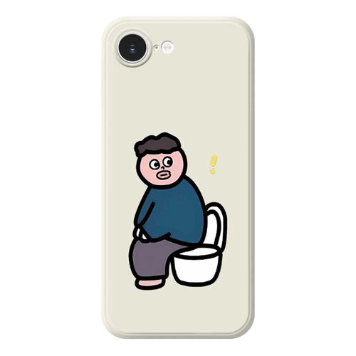 For iPhone 17e / 16e Case Toilet Boy Pattern Printing Straight Edge TPU Phone Back Cover - Beige - 1