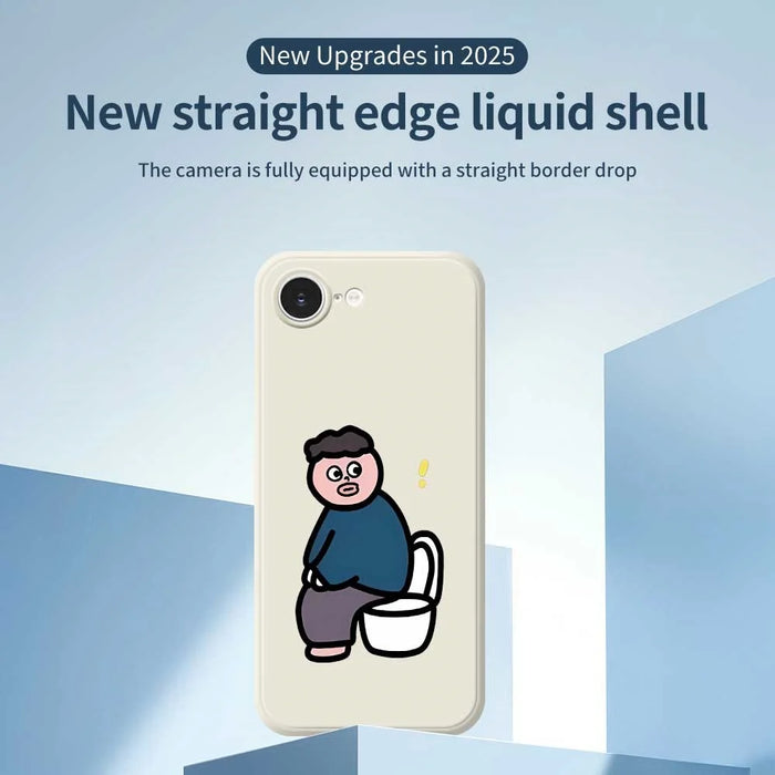 For iPhone 17e / 16e Case Toilet Boy Pattern Printing Straight Edge TPU Phone Back Cover - Beige - 2
