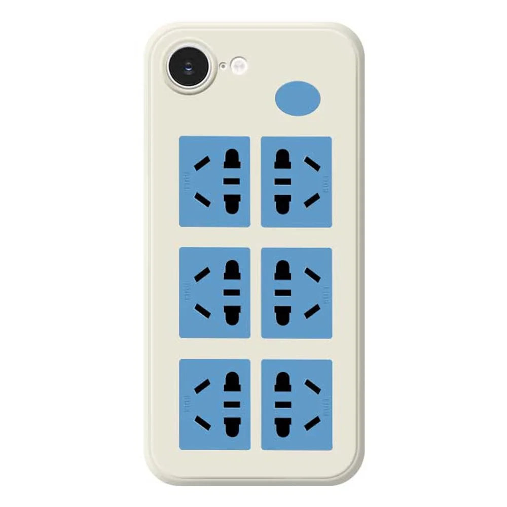 For iPhone 17e / 16e Case Socket Pattern Printing Straight Edge TPU Phone Back Cover - Beige - 1