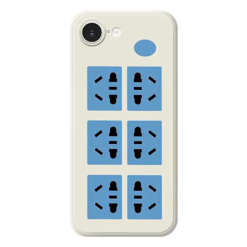 For iPhone 17e / 16e Case Socket Pattern Printing Straight Edge TPU Phone Back Cover - Beige - 1