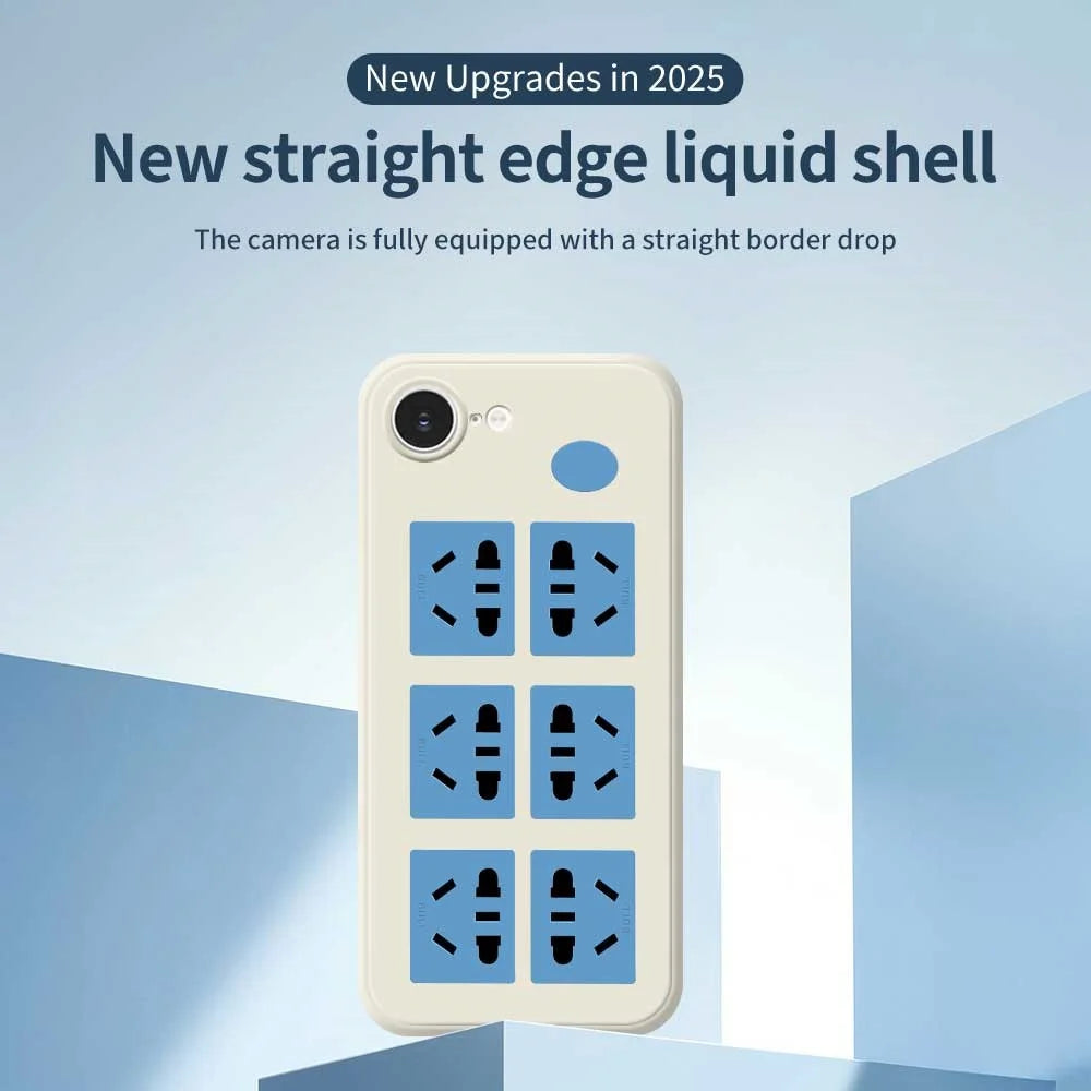 For iPhone 17e / 16e Case Socket Pattern Printing Straight Edge TPU Phone Back Cover - Beige - 2