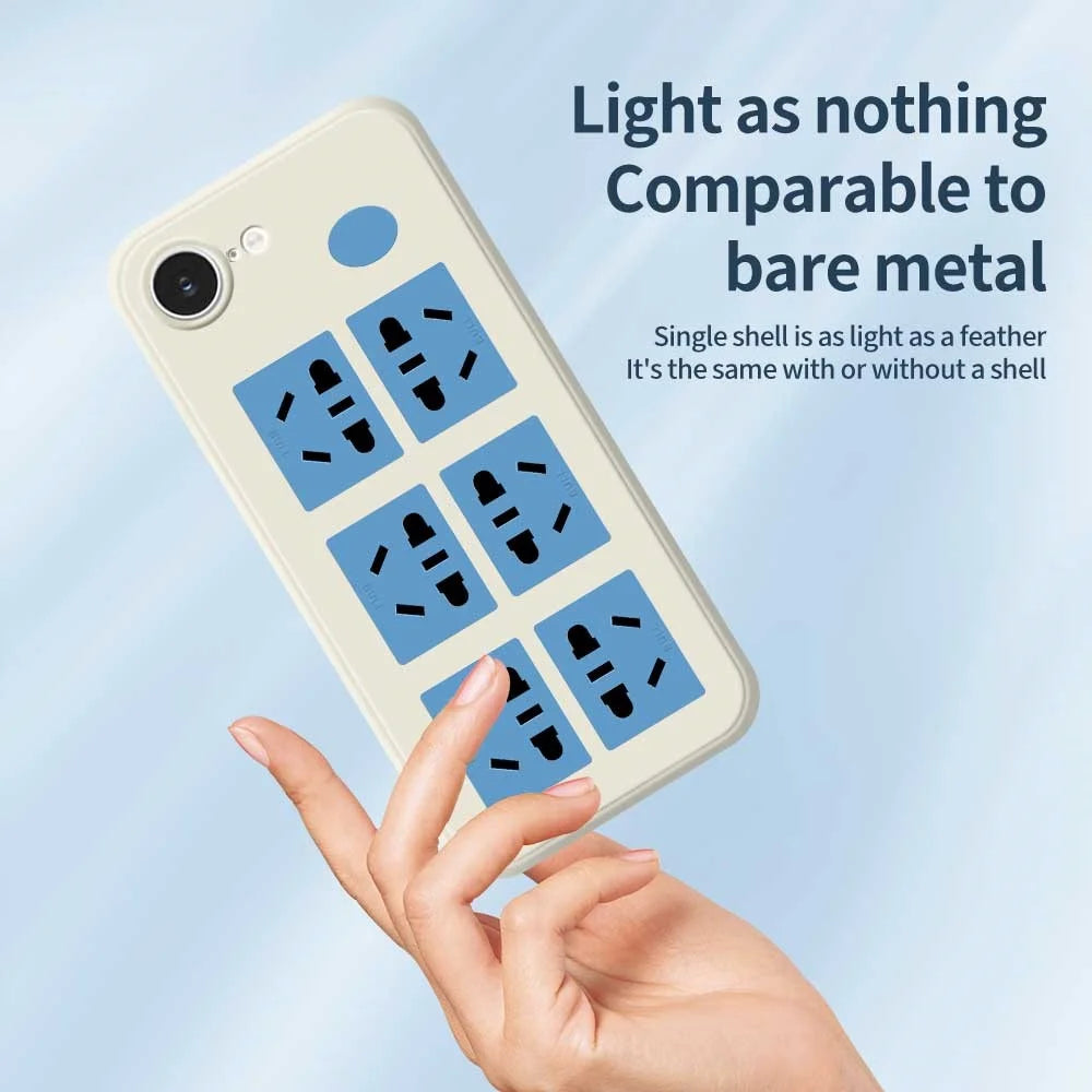 For iPhone 17e / 16e Case Socket Pattern Printing Straight Edge TPU Phone Back Cover - Beige - 3