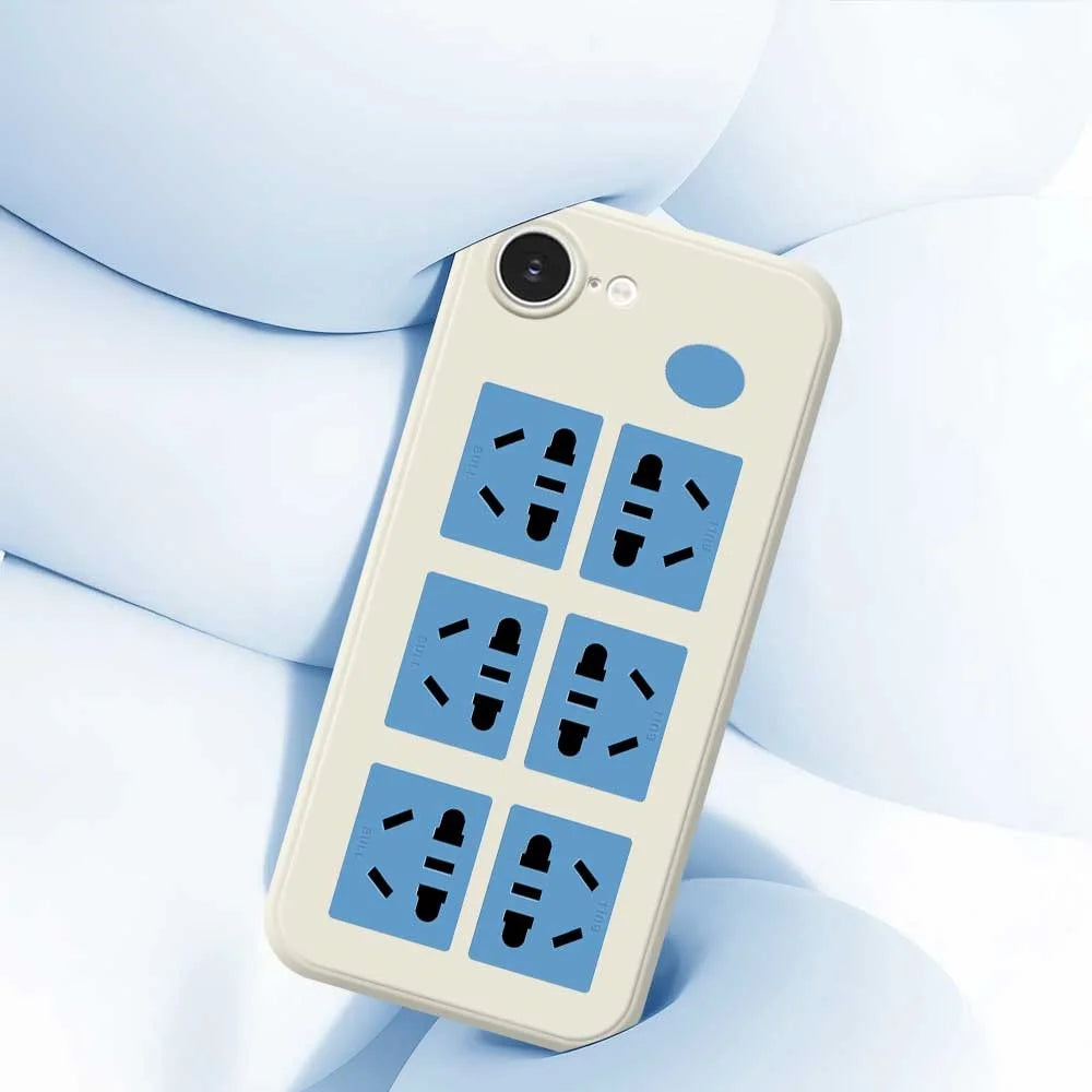 For iPhone 17e / 16e Case Socket Pattern Printing Straight Edge TPU Phone Back Cover - Beige - 4