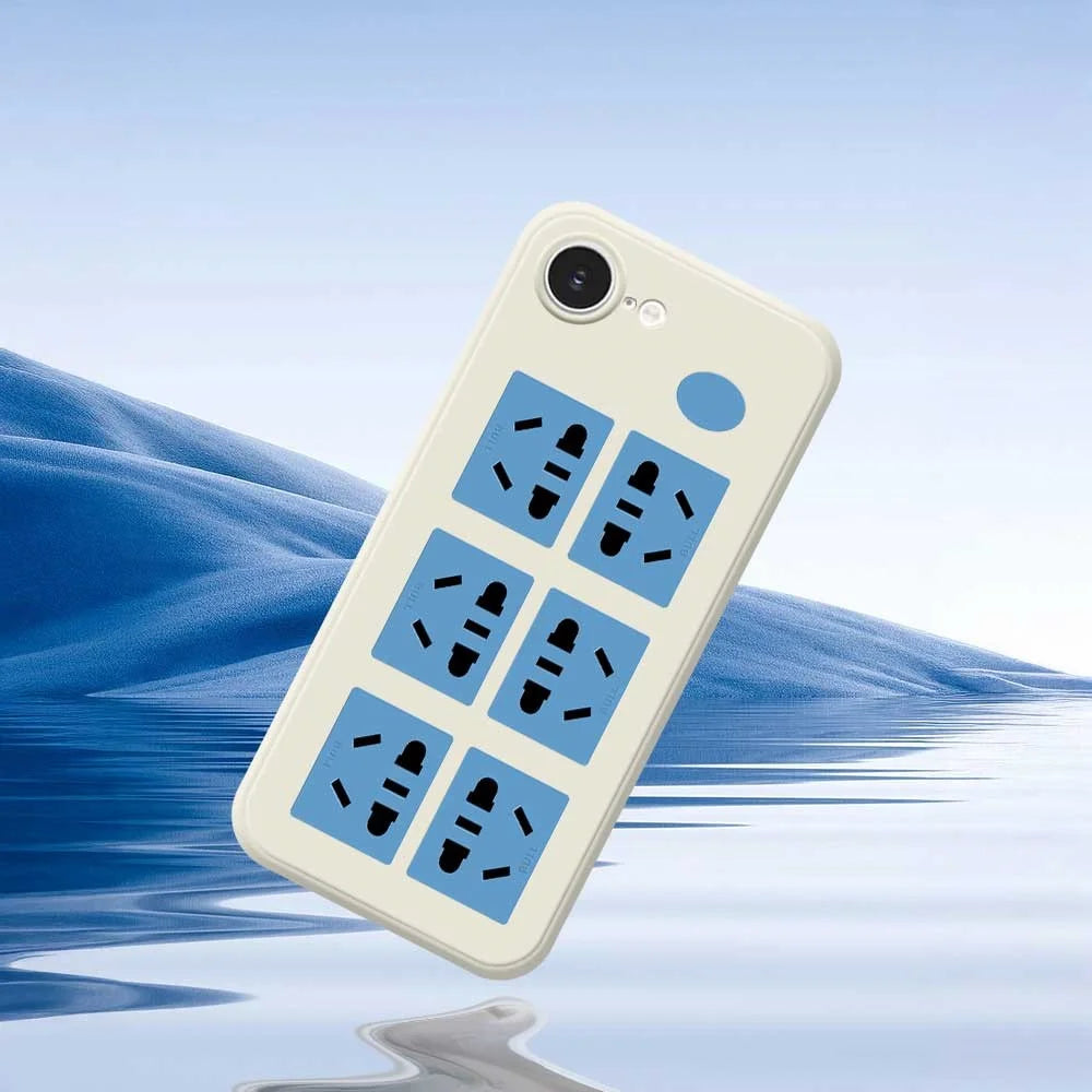 For iPhone 17e / 16e Case Socket Pattern Printing Straight Edge TPU Phone Back Cover - Beige - 5