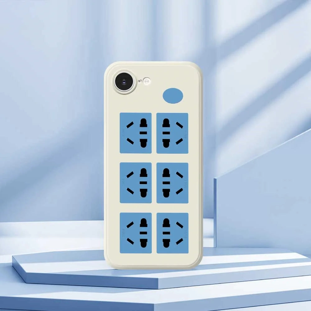 For iPhone 17e / 16e Case Socket Pattern Printing Straight Edge TPU Phone Back Cover - Beige - 6