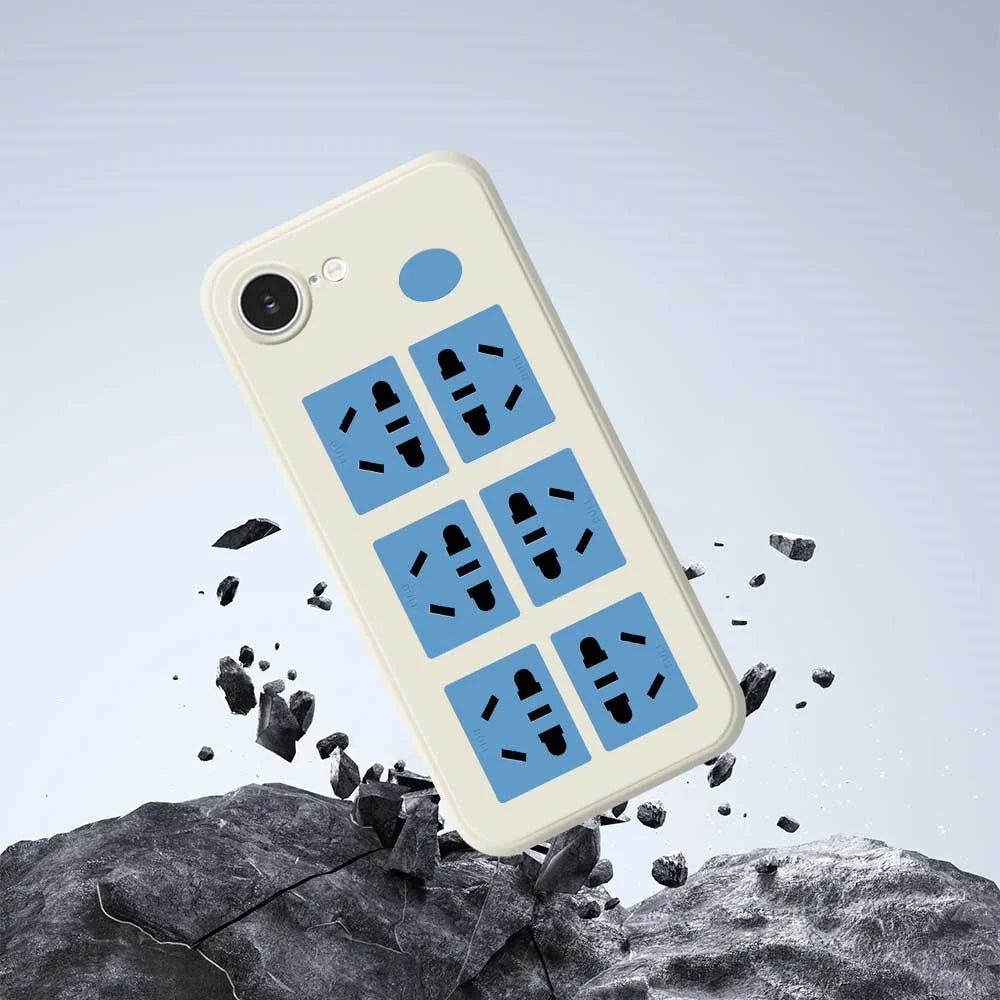 For iPhone 17e / 16e Case Socket Pattern Printing Straight Edge TPU Phone Back Cover - Beige - 7