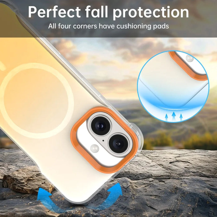 For iPhone 16 Plus Magnetic Case Gradient Design Borderless IMD TPU + PC + PET Phone Cover - Orange - 5