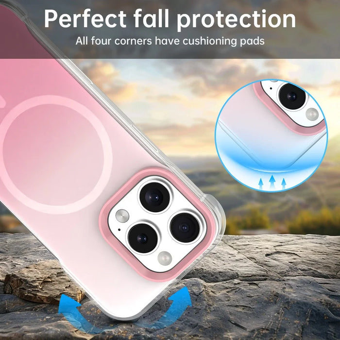For iPhone 16 Pro Max Magnetic Case Gradient Design Borderless IMD TPU + PC + PET Phone Cover - Pink - 5