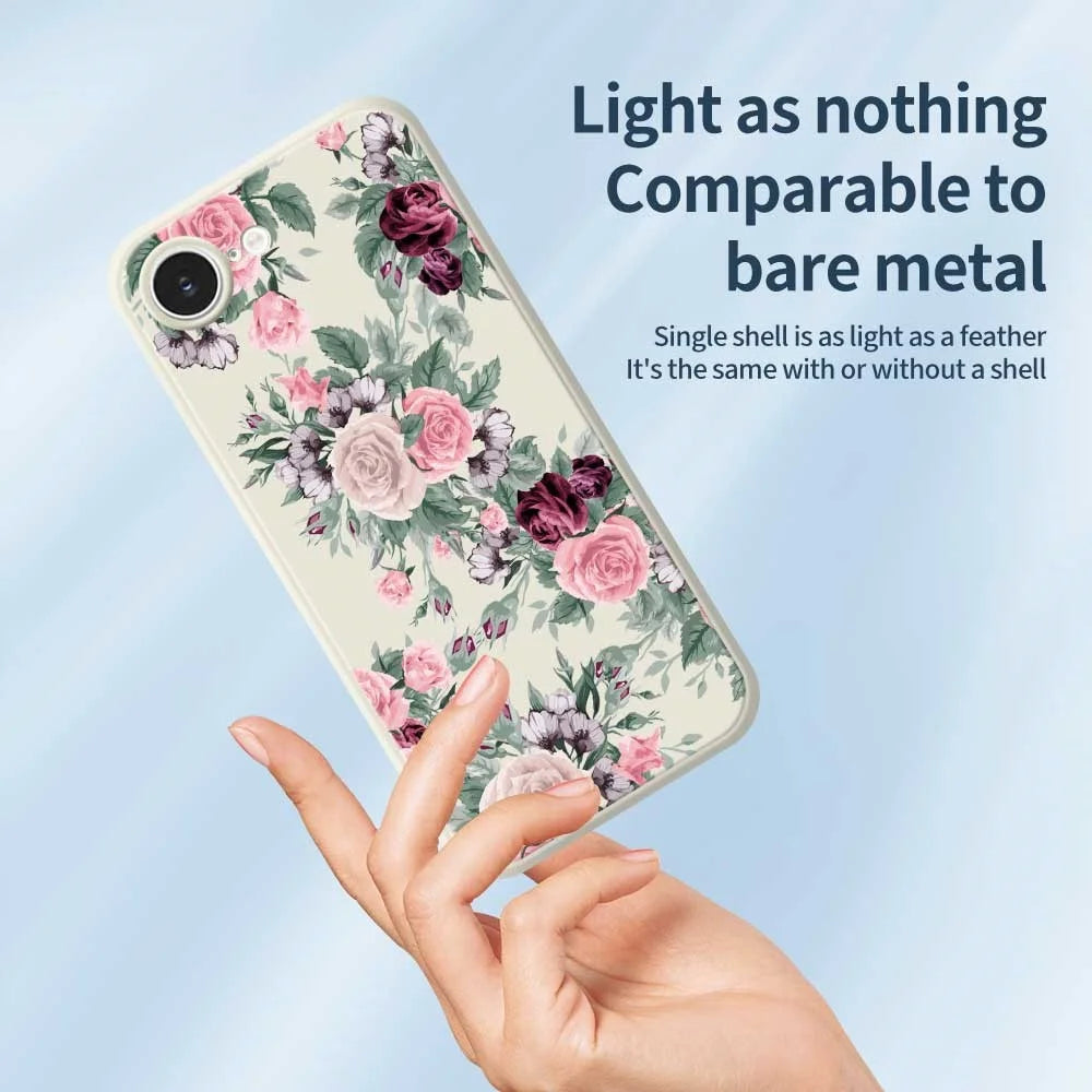 For iPhone 17e / 16e Case Flower Cluster Pattern Printing Straight Edge TPU Phone Back Cover - Black - 3