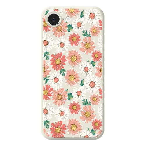 For iPhone 17e / 16e Case Chrysanthemum Pattern Printing Straight Edge TPU Phone Back Cover - Beige - 1