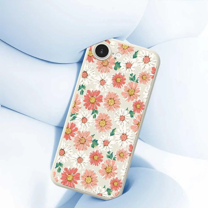 For iPhone 17e / 16e Case Chrysanthemum Pattern Printing Straight Edge TPU Phone Back Cover - Beige - 4