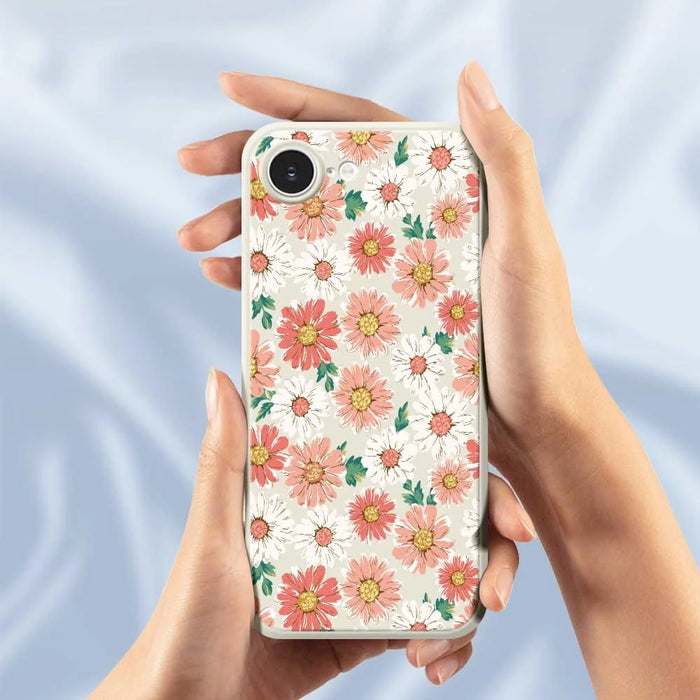 For iPhone 17e / 16e Case Chrysanthemum Pattern Printing Straight Edge TPU Phone Back Cover - Beige - 5
