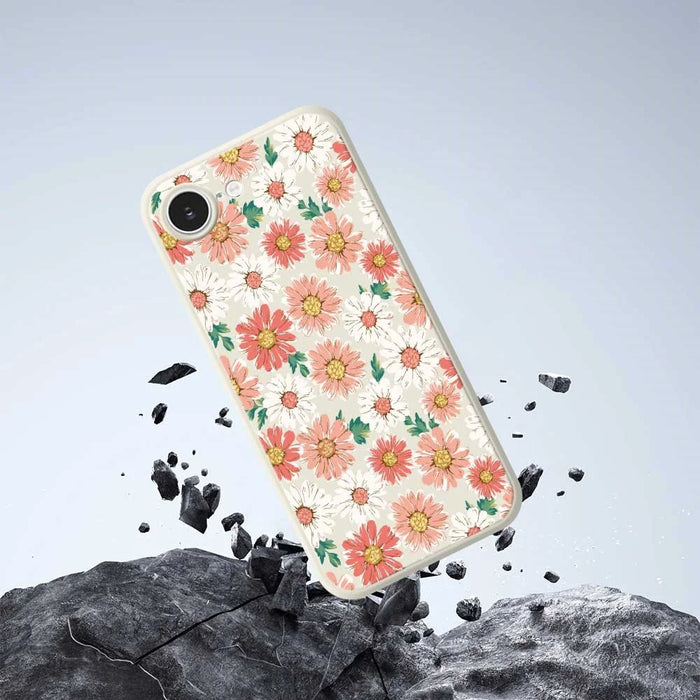For iPhone 17e / 16e Case Chrysanthemum Pattern Printing Straight Edge TPU Phone Back Cover - Beige - 6