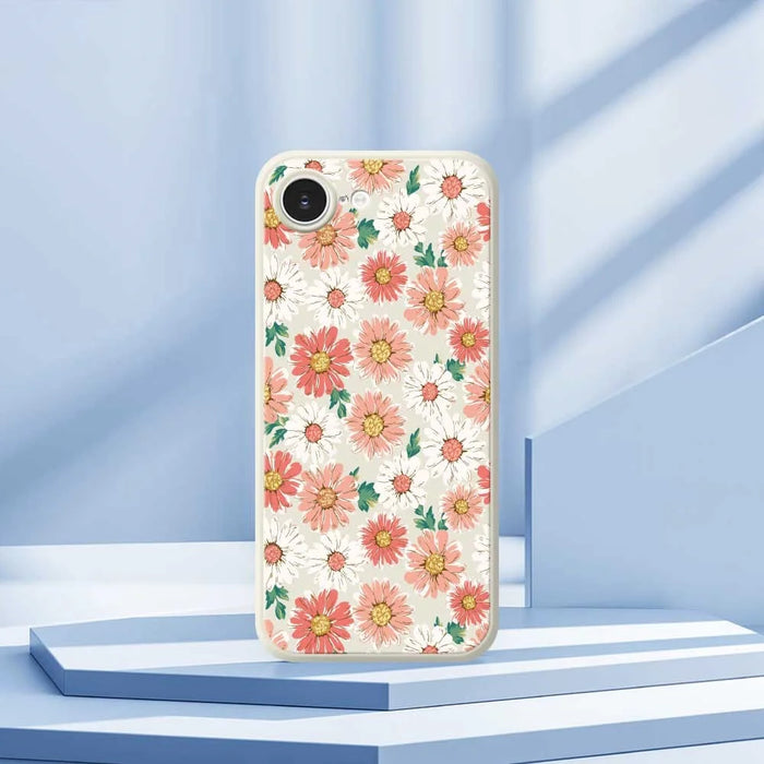 For iPhone 17e / 16e Case Chrysanthemum Pattern Printing Straight Edge TPU Phone Back Cover - Beige - 7