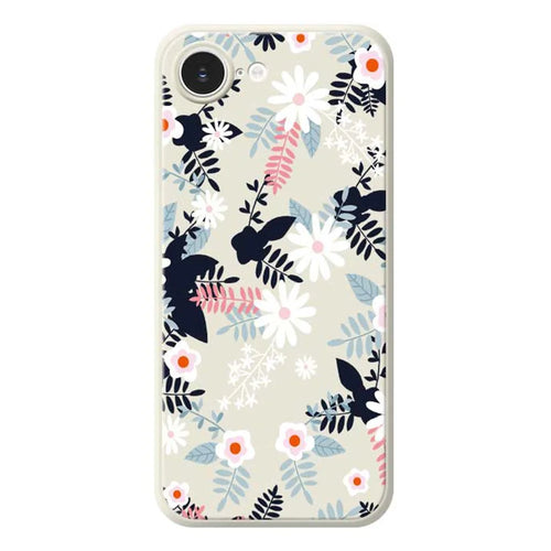 For iPhone 17e / 16e Case Flowers and Leaves Pattern Printing Straight Edge TPU Phone Back Cover - Beige - 1