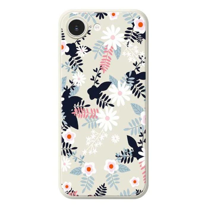 For iPhone 17e / 16e Case Flowers and Leaves Pattern Printing Straight Edge TPU Phone Back Cover - Beige - 1