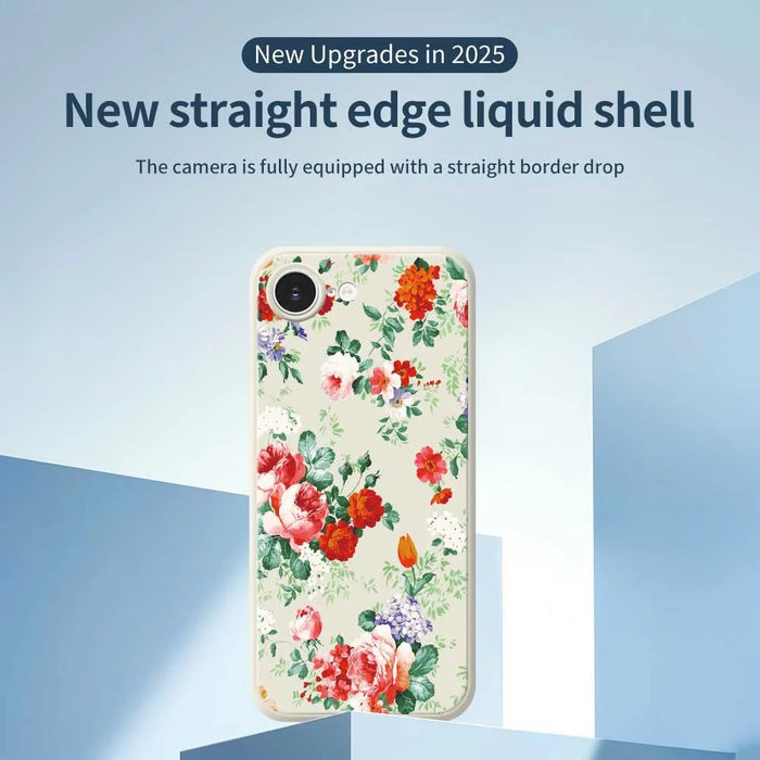 For iPhone 17e / 16e Case Colorful Flowers Pattern Printing Straight Edge TPU Phone Back Cover - Beige - 2