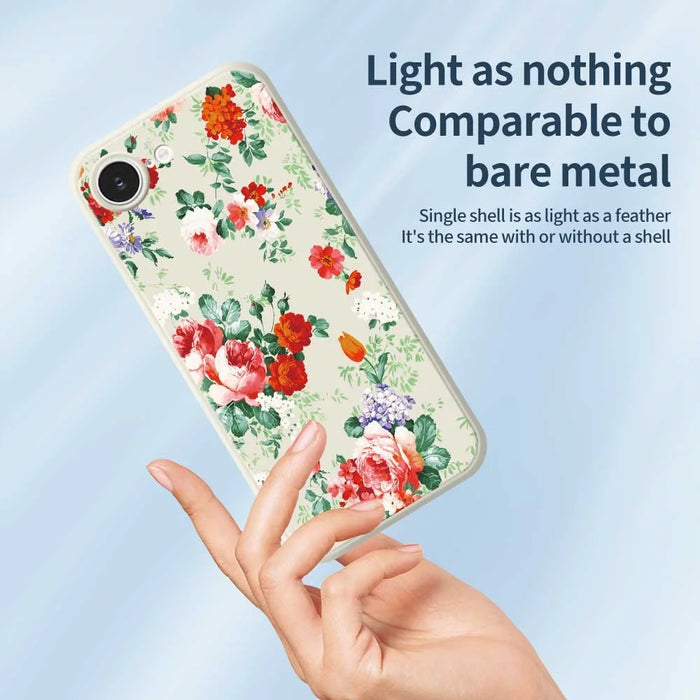 For iPhone 17e / 16e Case Colorful Flowers Pattern Printing Straight Edge TPU Phone Back Cover - Beige - 3