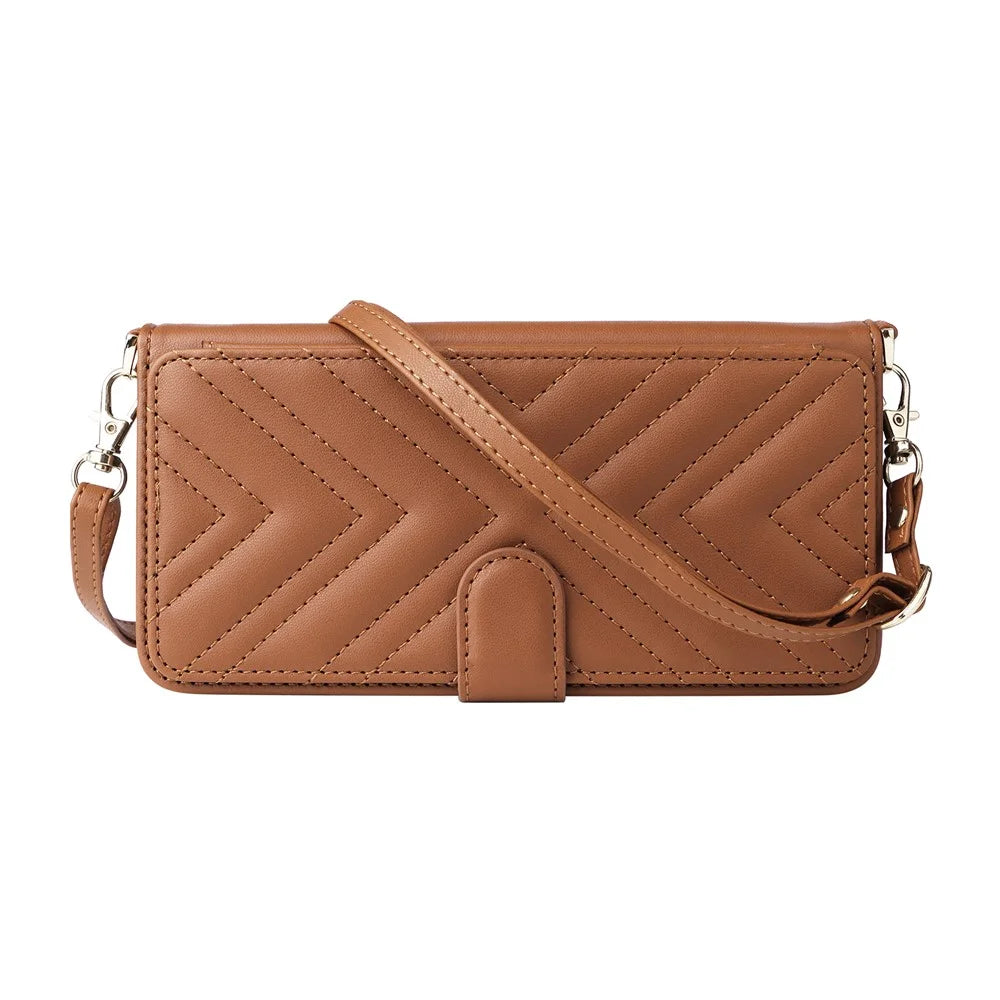 For Samsung Galaxy S25 FE Case with Shoulder / Wrist Strap Leather Phone Cover Stand Wallet - Brown - 7
