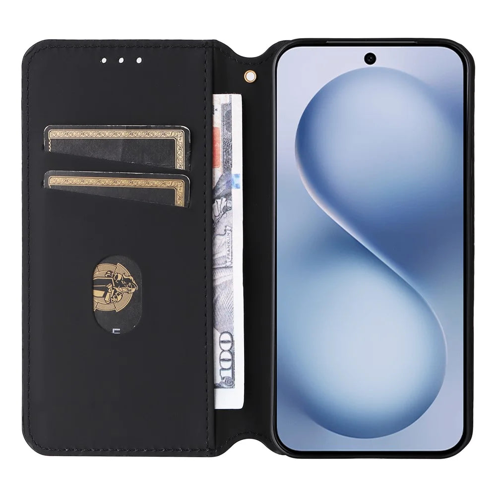 For vivo X200 FE 5G / S30 Pro mini 5G Case Wallet Rhombus Imprinted Leather Phone Cover - Red - 2