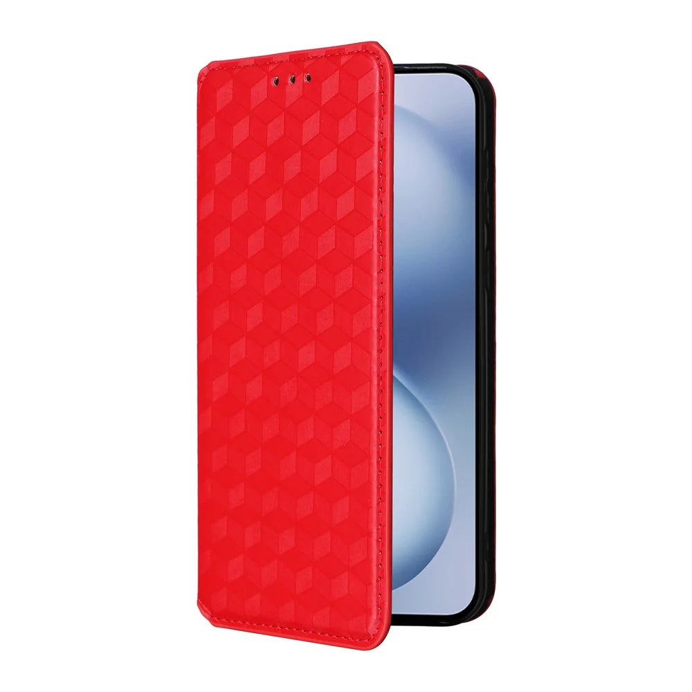 For vivo X200 FE 5G / S30 Pro mini 5G Case Wallet Rhombus Imprinted Leather Phone Cover - Red - 6