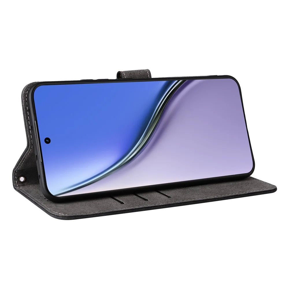 For Realme P3 Ultra 5G Case Wallet RFID Blocking PU Leather Phone Cover Stand with Strap - Black - 4