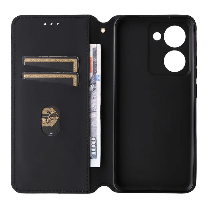 For Realme P3 Ultra 5G Case Wallet Rhombus Imprinted Leather Phone Cover - Red - 3