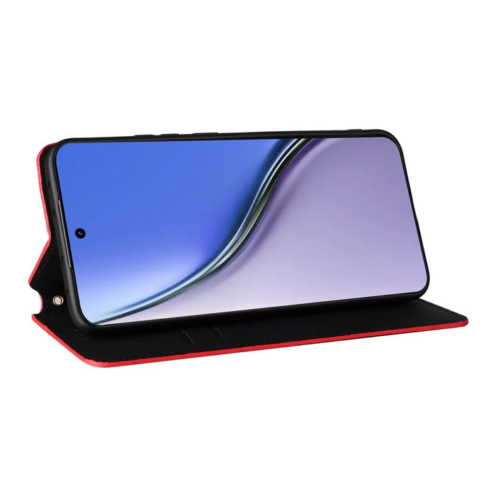 For Realme P3 Ultra 5G Case Wallet Rhombus Imprinted Leather Phone Cover - Red - 4