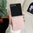 For Samsung Galaxy Z Flip7 5G Case PU Leather + PC Phone Cover with Grip Strap - Pink - 1