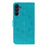 For Samsung Galaxy S25 / S24 Case Rhinestone Decor PU Leather Mandala Imprinted Design Phone Cover with Wrist Strap - Blue - 5
