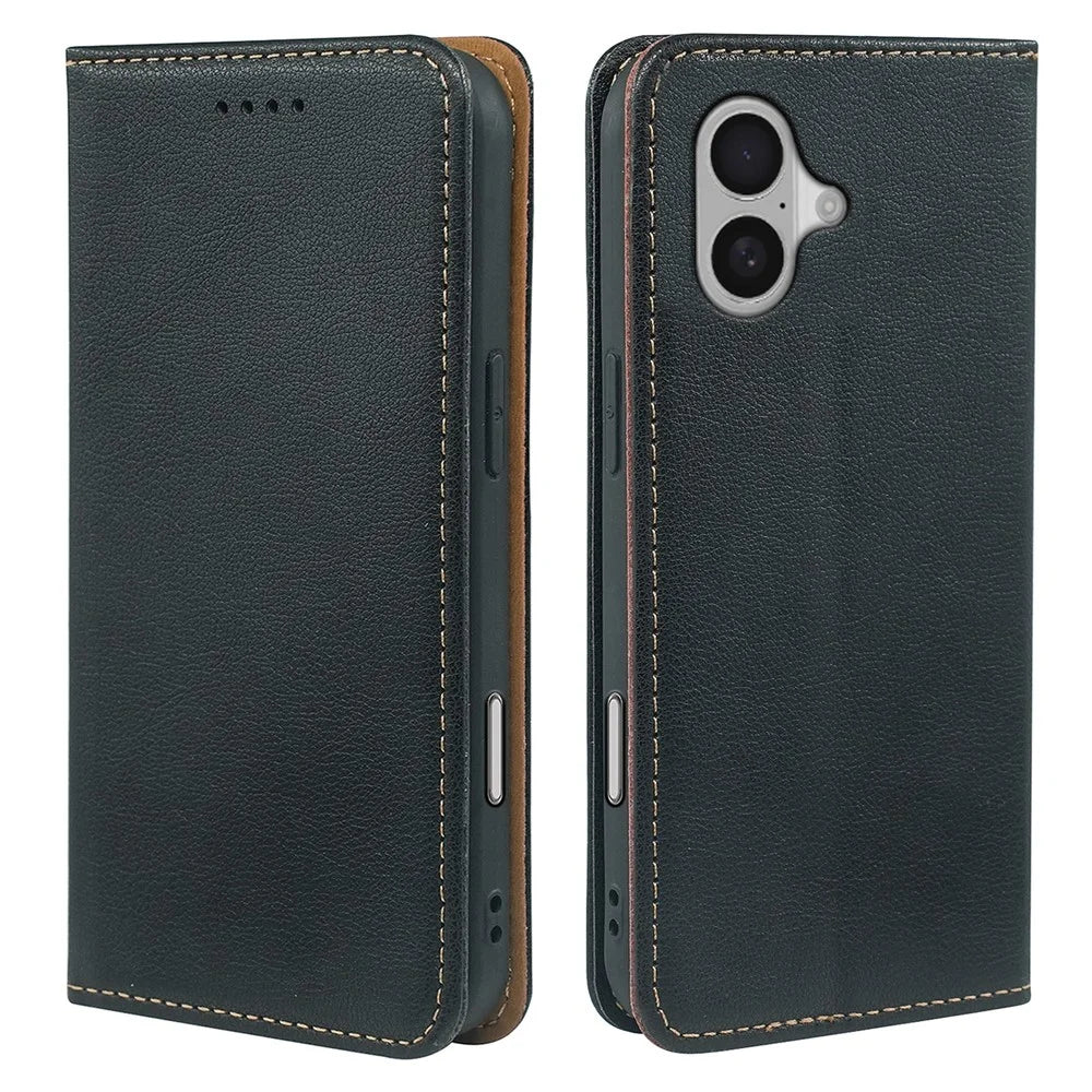 For iPhone 17 Case Wallet RFID Blocking Leather Phone Cover Strong Magnetic Closure - Black - 1