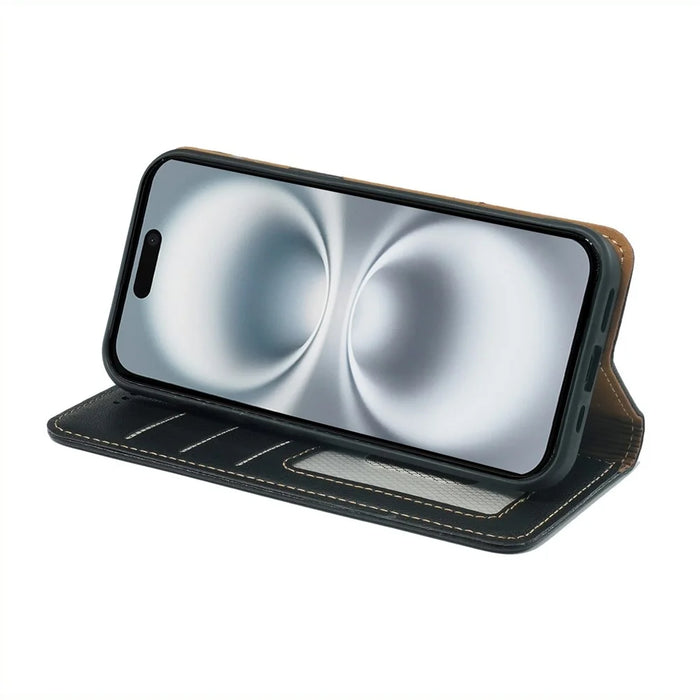 For iPhone 17 Case Wallet RFID Blocking Leather Phone Cover Strong Magnetic Closure - Black - 2