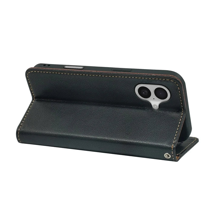 For iPhone 17 Case Wallet RFID Blocking Leather Phone Cover Strong Magnetic Closure - Black - 4