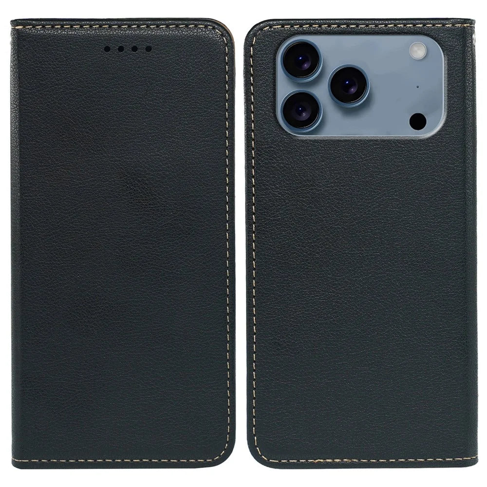 For iPhone 17 Pro Max Case Wallet RFID Blocking Leather Phone Cover Strong Magnetic Closure - Black - 1