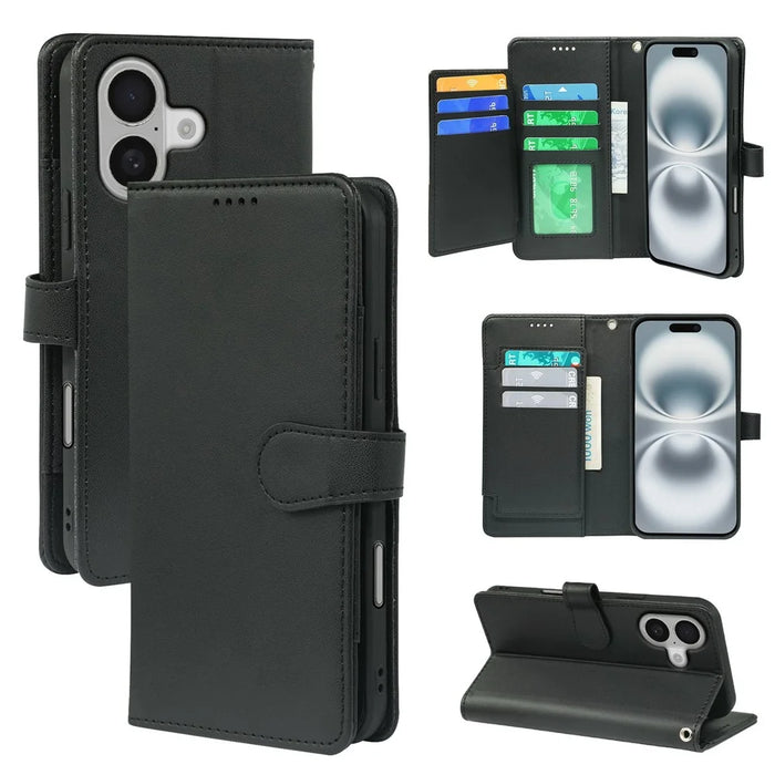 For iPhone 17 Case with 9 Card Slots PU Leather Stand Phone Cover - Black - 1